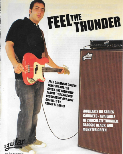 AGUILAR AMPS - FRED CIMATO of CUTE IS WHAT WE AIM FOR - 2006 Print Ad