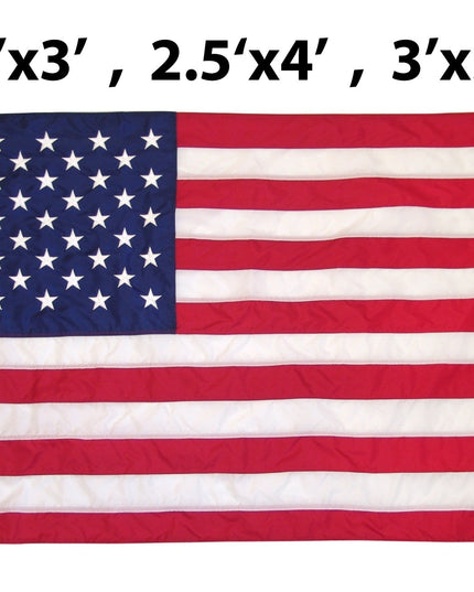 Nylon American Flag with Grommets Along Edges for Wall Hanging - Indoor or Outdoor *Made in USA*