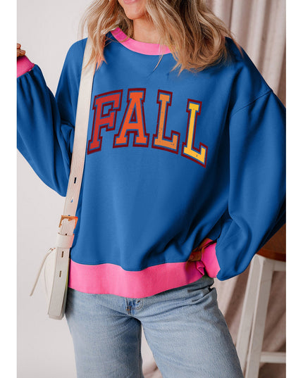 Women Letter Graphic Contrast Long Sleeve Sweatshirt