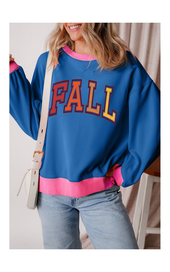 Women Letter Graphic Contrast Long Sleeve Sweatshirt