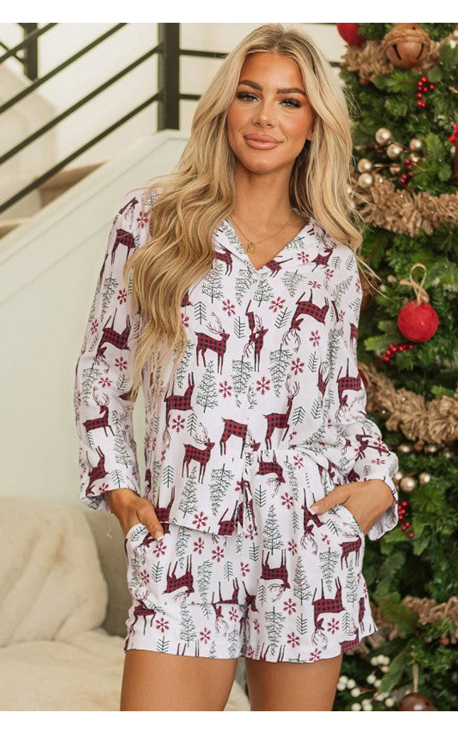 Christmas Deer Shirt and Shorts Lounge Set