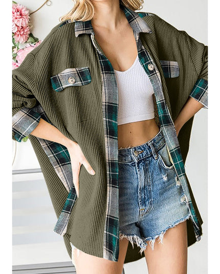 Plaid Button Down Collared Jacket