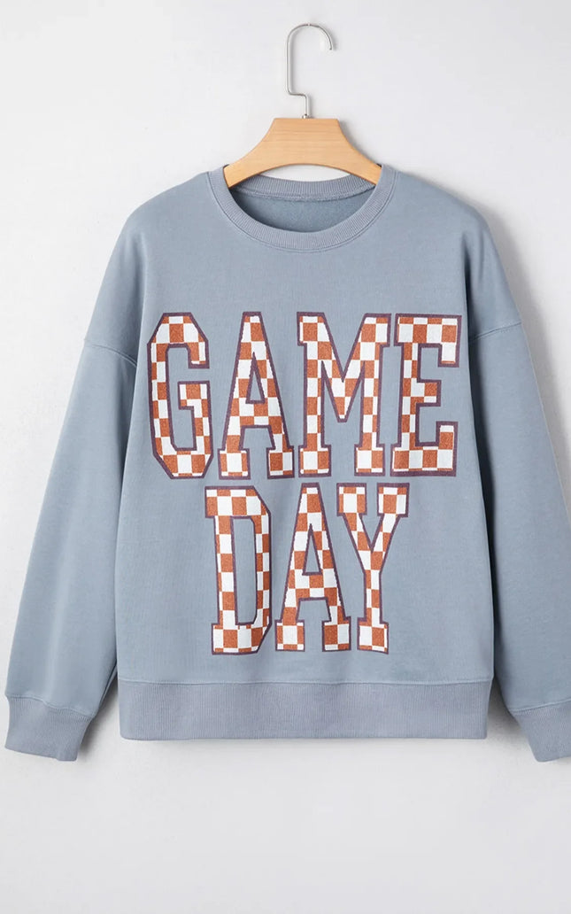 Game Day Checkered Oversized Sweatshirt