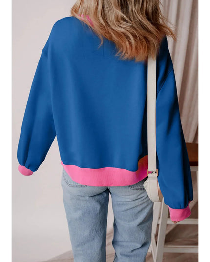 Women Letter Graphic Contrast Long Sleeve Sweatshirt