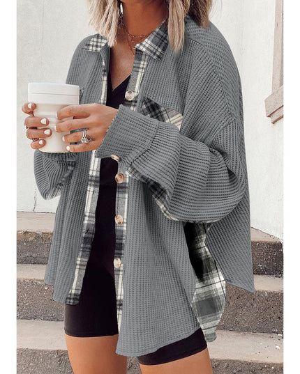 Plaid Button Down Collared Jacket