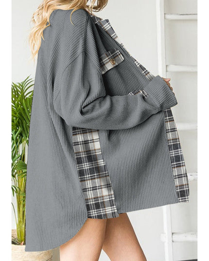 Plaid Button Down Collared Jacket