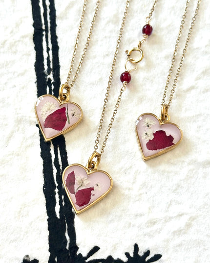 Heart Rose Petal Necklace