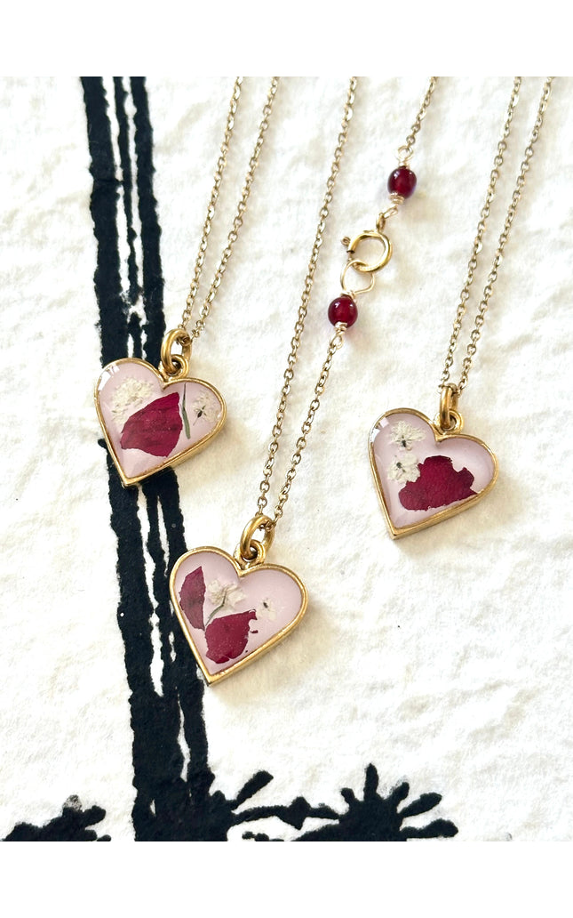 Heart Rose Petal Necklace