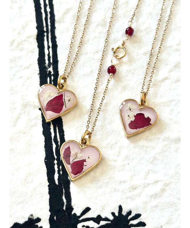 Heart Rose Petal Necklace