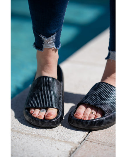 Ready to Ship | BLACK LEOPARD  Insanely Comfy -Beach or Casual Slides