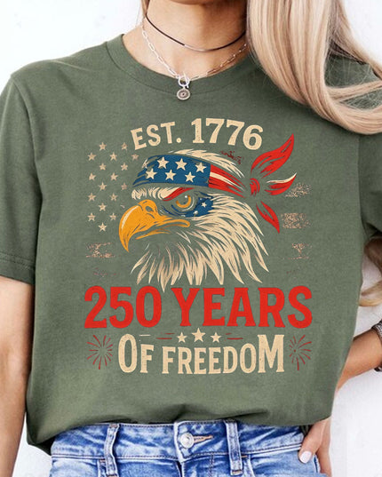 250 Years Of Freedom Shirt | Happy 250th Birthday USA Shirt | America 250th Anniversary Tee | US Flag Vintage Style T-Shirt 682533