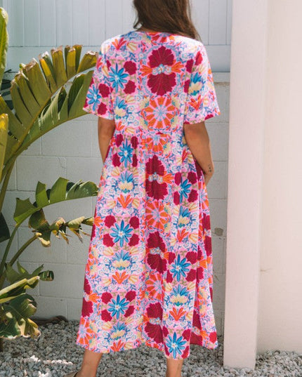 Hannah Floral Tied Front High Waist Long Dress