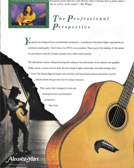 ALVAREZ-YAIRI GUITARS - KIP WINGER of WINGER - 1993 Print Advertisement