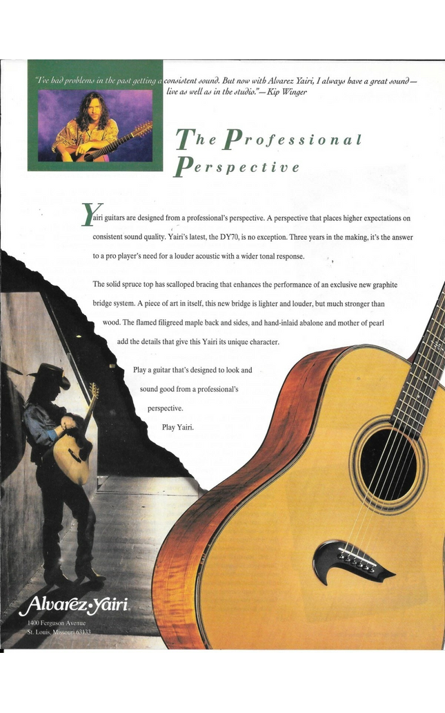 ALVAREZ-YAIRI GUITARS - KIP WINGER of WINGER - 1993 Print Advertisement