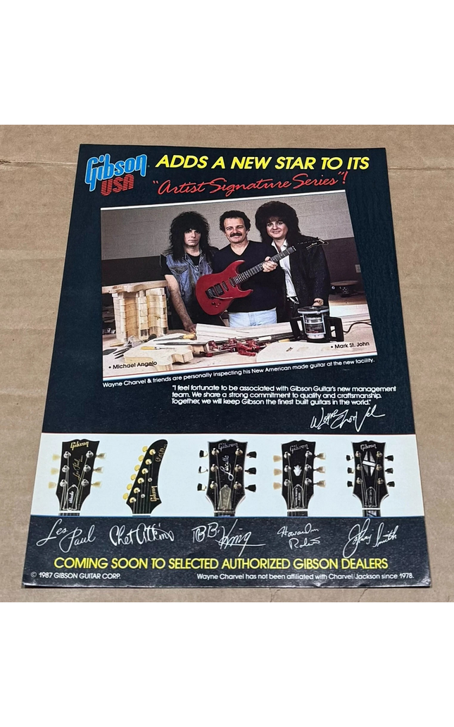 Gibson Guitars - Michael Angelo / Mark St. John - 1987 Print Advertisement