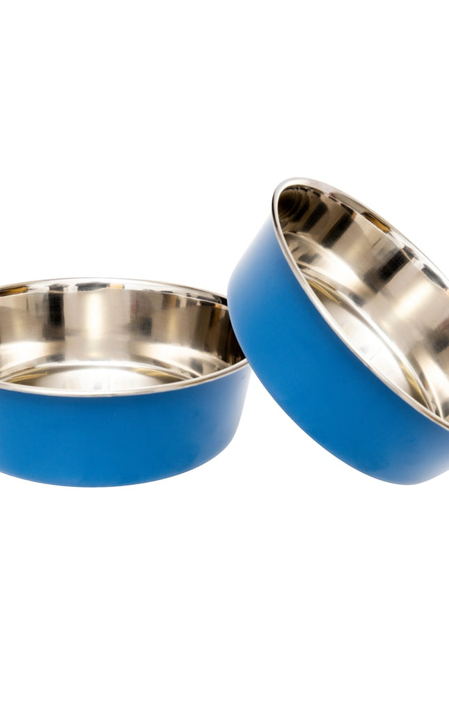 Country Living Set of 2 Heavy Gauge Stainless Steel Dog Bowls - Perfect for Food & Water