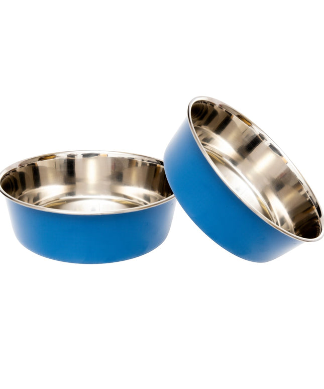 Country Living Set of 2 Heavy Gauge Stainless Steel Dog Bowls - Perfect for Food & Water