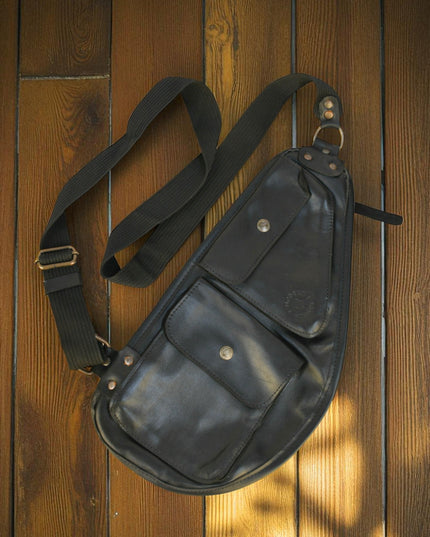 Bovine Leather Slim Sling - Black