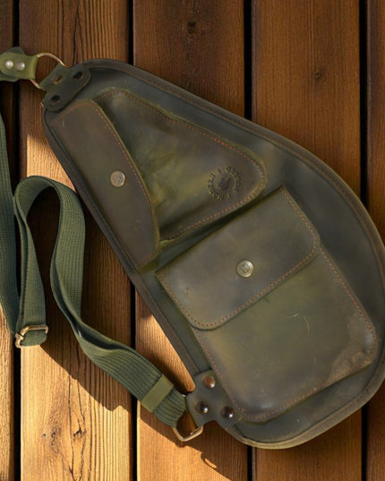 Bovine Leather Slim Sling - Olive