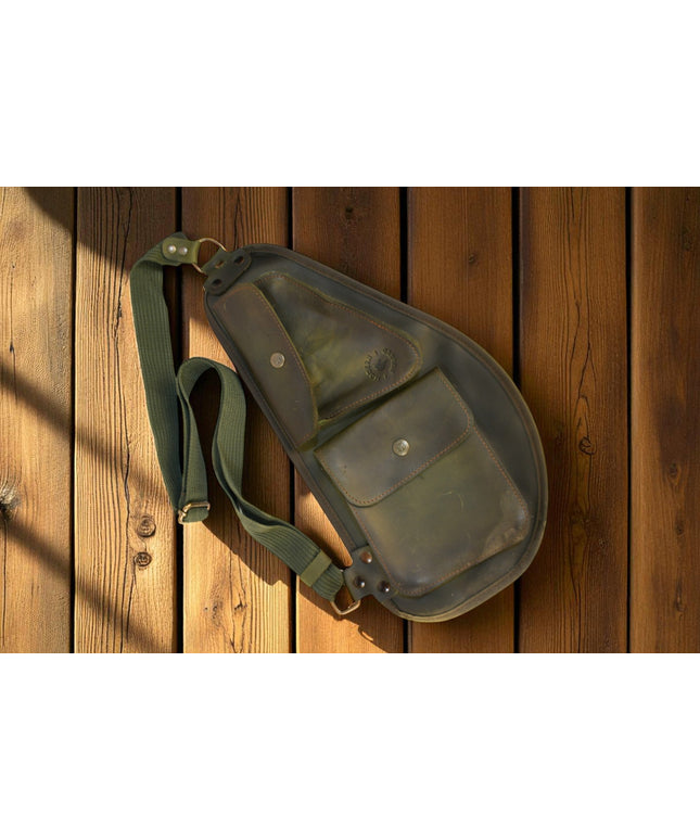 Bovine Leather Slim Sling - Olive