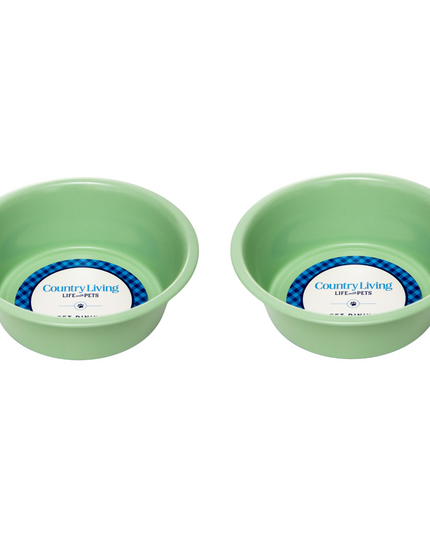 Country Living Set of 2 Coated Stainless Steel Heavy Dog Bowls - Ideal for Medium to Large Breeds