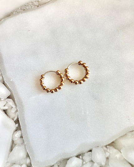 Bronze Beaded Huggie Hoops