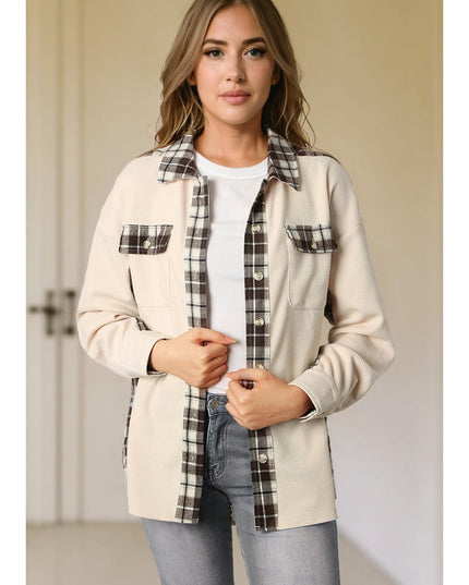 Plaid Button Down Collared Jacket