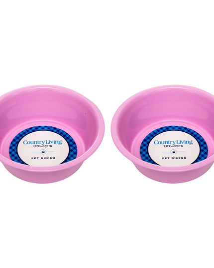 Country Living Set of 2 Coated Stainless Steel Heavy Dog Bowls - Ideal for Medium to Large Breeds