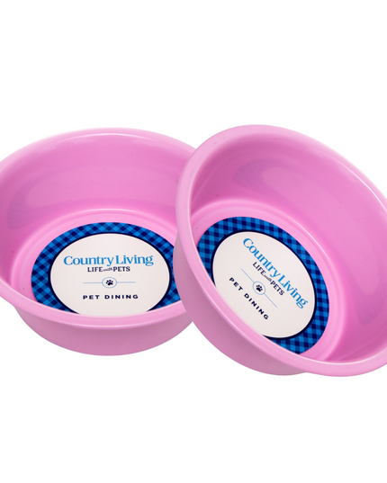 Country Living Set of 2 Coated Stainless Steel Heavy Dog Bowls - Ideal for Medium to Large Breeds