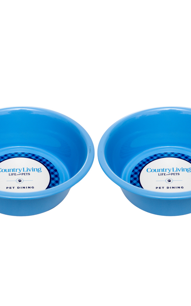 Country Living Set of 2 Coated Stainless Steel Heavy Dog Bowls - Ideal for Medium to Large Breeds