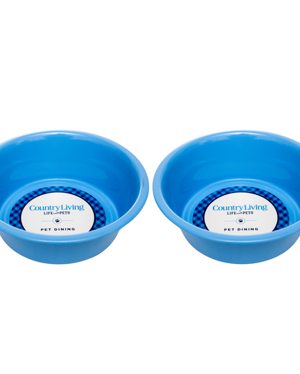 Country Living Set of 2 Coated Stainless Steel Heavy Dog Bowls - Ideal for Medium to Large Breeds