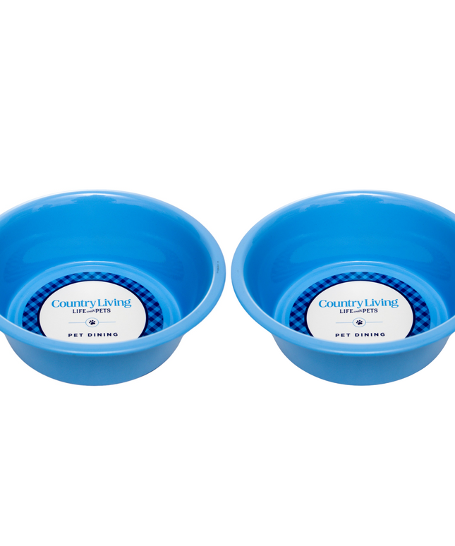 Country Living Set of 2 Coated Stainless Steel Heavy Dog Bowls - Ideal for Medium to Large Breeds