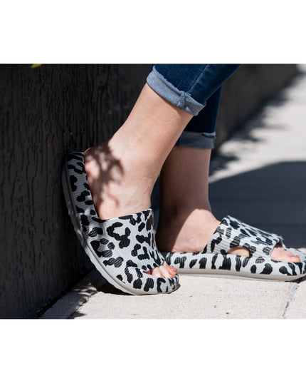 Ready to Ship | Gray Leopard Insanely Comfy -Beach or Casual Slides*