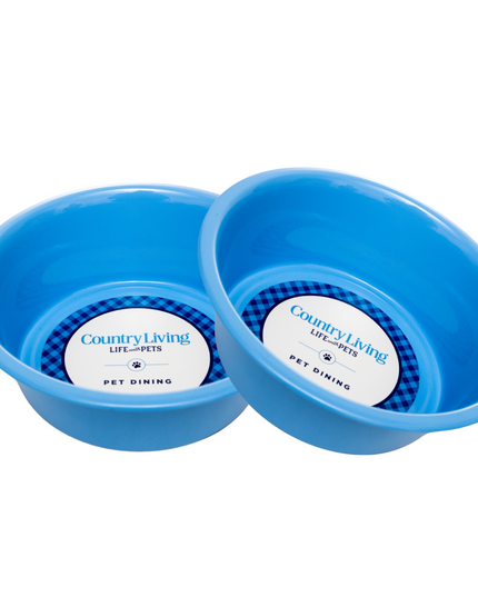 Country Living Set of 2 Coated Stainless Steel Heavy Dog Bowls - Ideal for Medium to Large Breeds