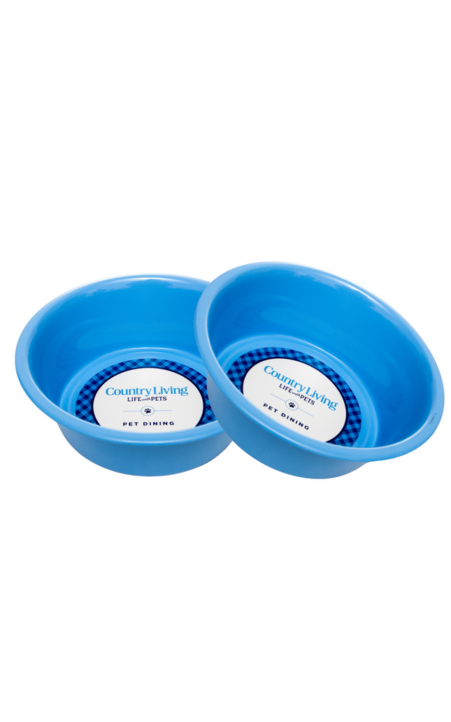 Country Living Set of 2 Coated Stainless Steel Heavy Dog Bowls - Ideal for Medium to Large Breeds