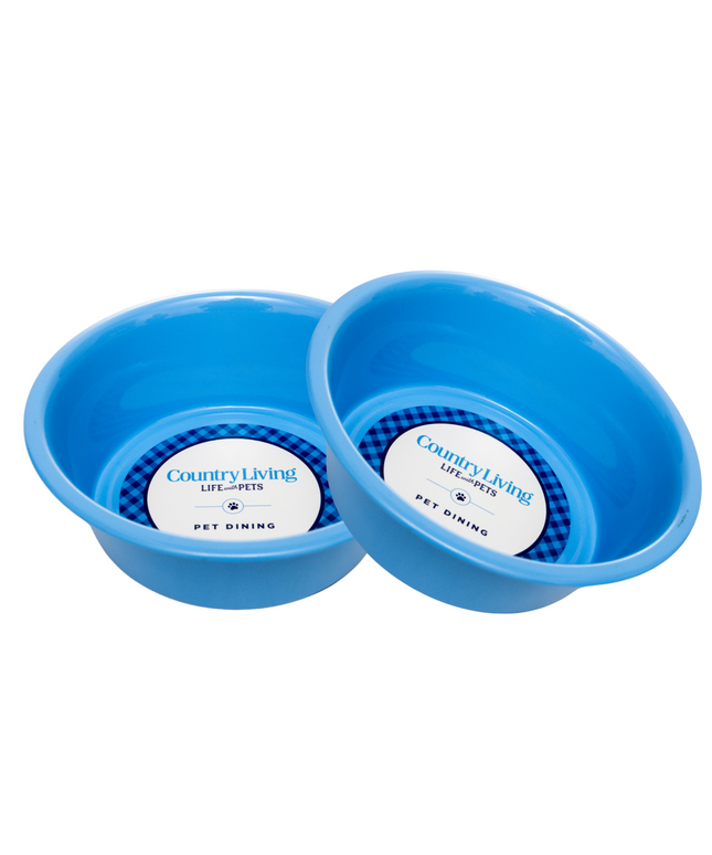 Country Living Set of 2 Coated Stainless Steel Heavy Dog Bowls - Ideal for Medium to Large Breeds