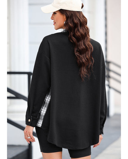 Plaid Button Down Collared Jacket