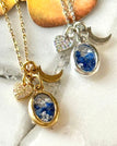 Gold / Lapis Lazuli with Pave Heart
