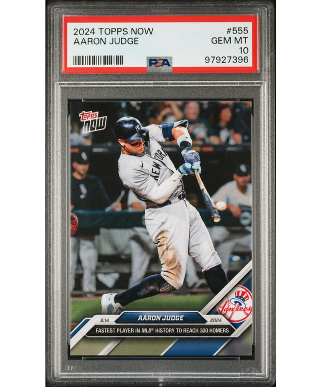 Graded 2024 Topps Now Aaron Judge #555 Fastest to 300 HRs Baseball Card PSA 10 Gem Mint