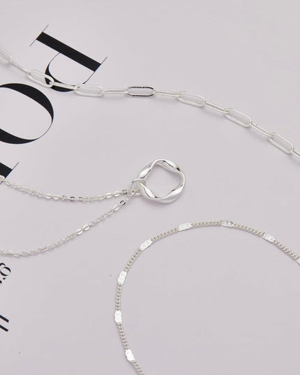 3-Piece Gold Or Silver Layered Necklace Set | Elegant Chain with Circle Pendant | Hypoallergenic