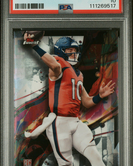 Graded 2024 Topps Finest Bo Nix #63 Rookie RC Football Card PSA 10 Gem Mint