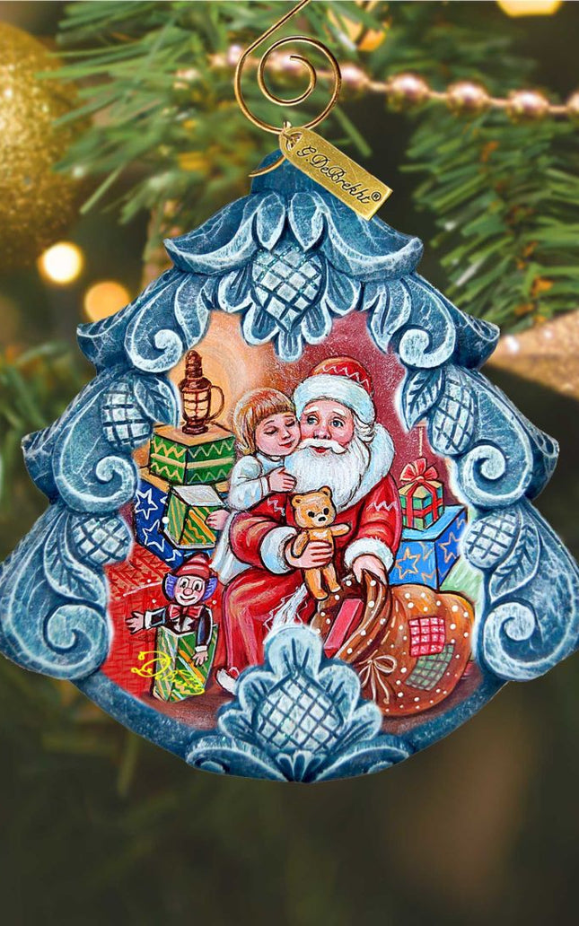 Gift Giver Santa Tree Sculpted Hand-Painted Christmas Ornament by G. DeBrekht - Christmas Santa Snowman Decor - 610275