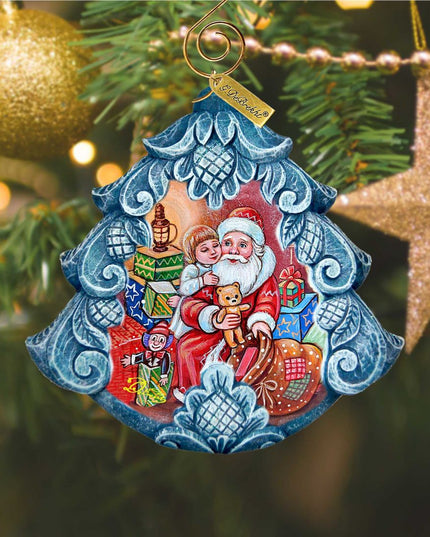 Gift Giver Santa Tree Sculpted Hand-Painted Christmas Ornament by G. DeBrekht - Christmas Santa Snowman Decor - 610275