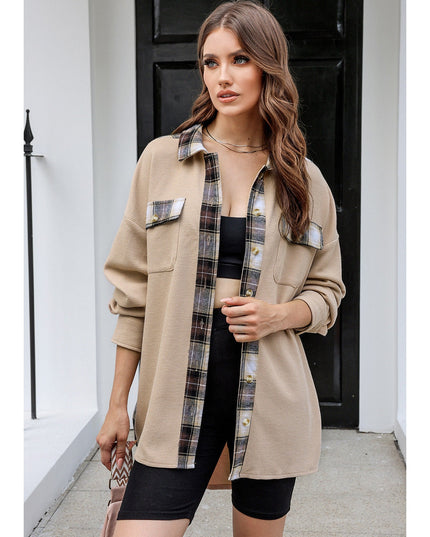 Plaid Button Down Collared Jacket