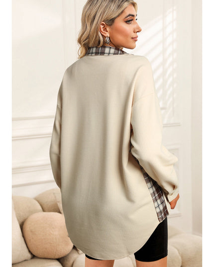 Plaid Button Down Collared Jacket