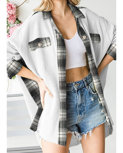 Plaid Button Down Collared Jacket