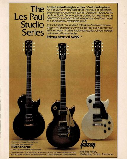 Gibson Guitars - Les Paul Studio Series - 1985 Print Advertisement
