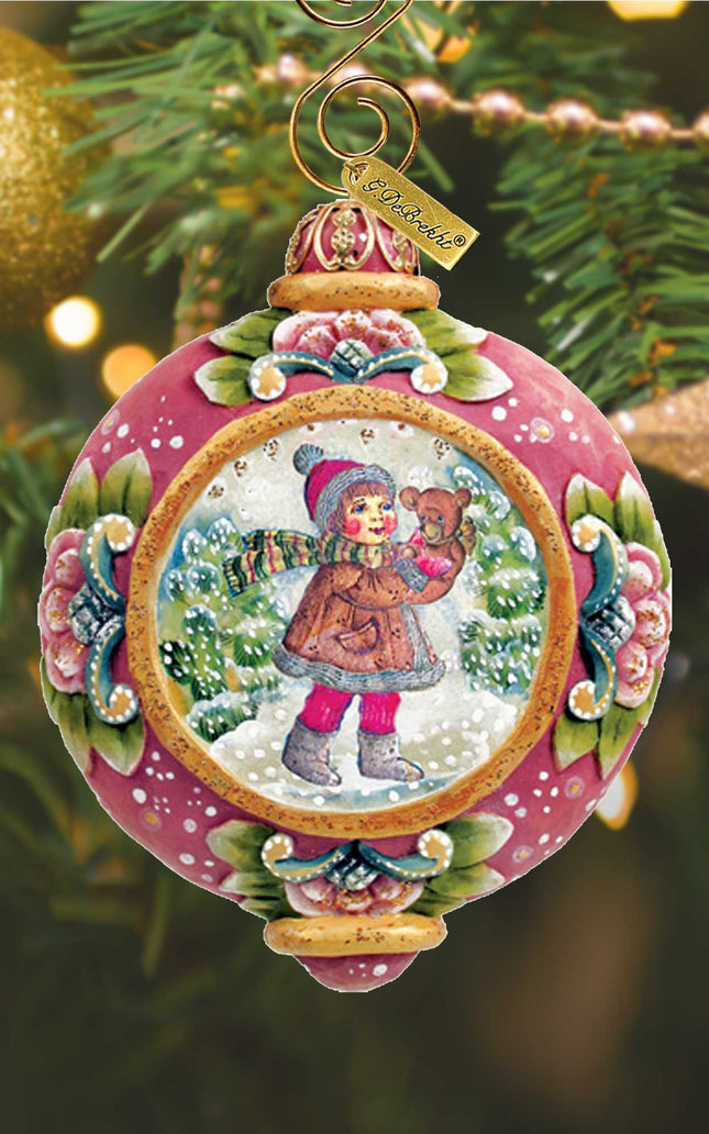 Girl Teddy Bear Sculpted Hand-Painted Christmas Ornament by G.DeBrekht - 6102423