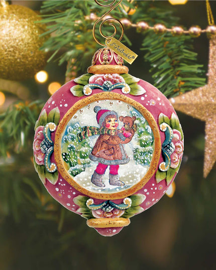 Girl Teddy Bear Sculpted Hand-Painted Christmas Ornament by G.DeBrekht - 6102423