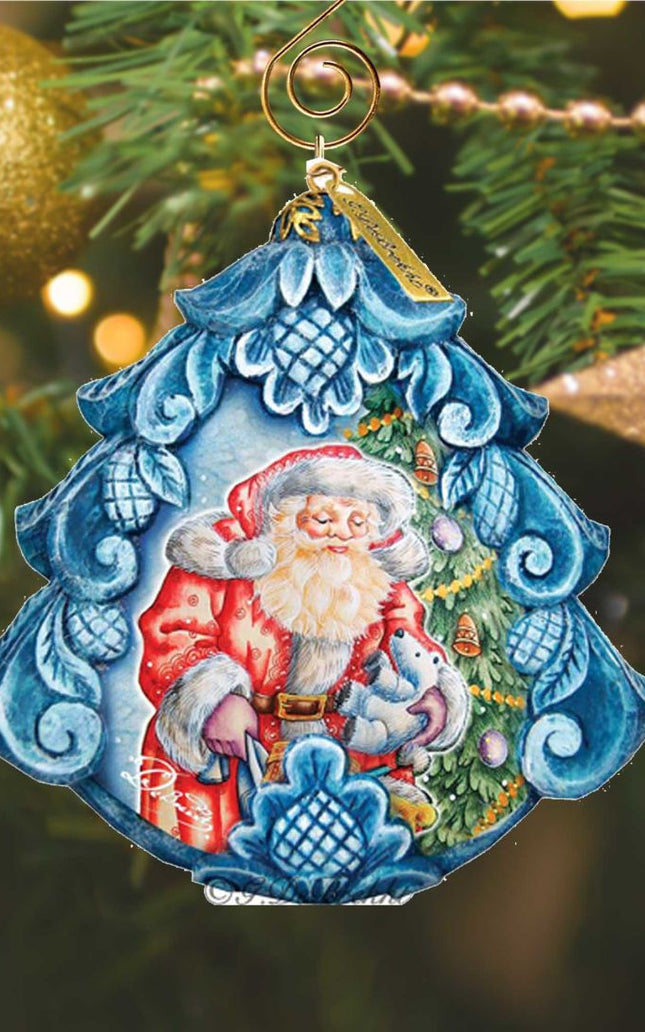 Gift Giving Pleasure Sculpted Hand-Painted Christmas Ornament by G. DeBrekht - Christmas Santa Snowman Décor - 610271